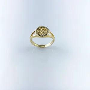 Anel Design Circular com Microzircônias Folheado a Ouro 18k