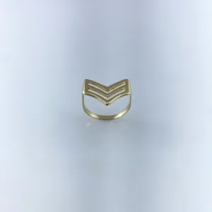 Anel Design V Triplo Folheado a Ouro 18k