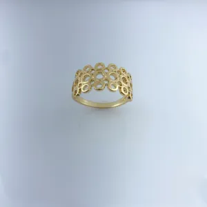 Anel Design de Círculos Vazados Folheado a Ouro 128k