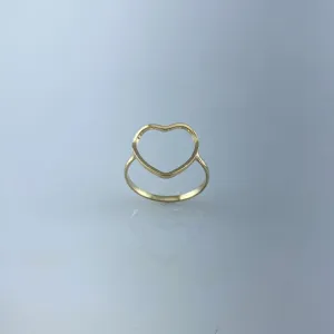 Anel Design de Coração Vazado Folheado a Ouro 18k