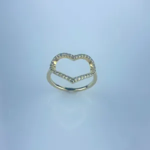 Anel Design de Coração Cravejado com Zircônias Folheado a Ouro 18k