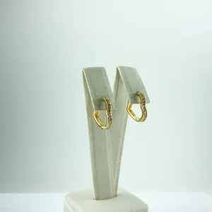 Brinco Argola Design Coração com Zircônias Folheado a Ouro 18k