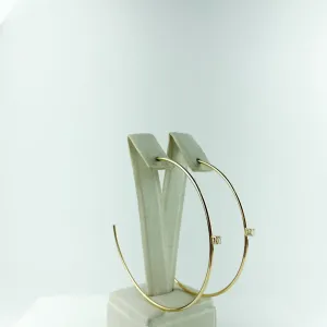 Brinco Argola Fina e Ponto de Luz Folheado a Ouro 18k