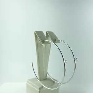 Brinco Argola Fina e Ponto de Luz Folheado em Prata