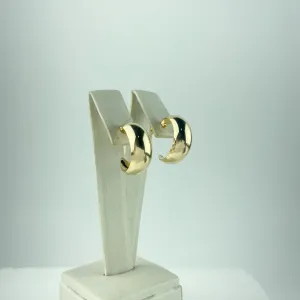 Brinco Argola Larga Lisa Folheado a Ouro 18K