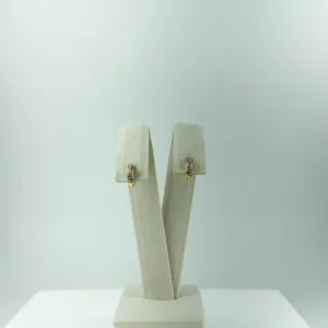 Brinco Argolinha com Duas Fileiras de Microzircônias Coloridas Folheado a Ouro 18k