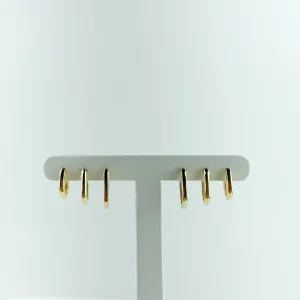 Brinco Trio de Argolinhas Lisas Folheado a Ouro 18k