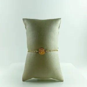 Pulseira Elo Cadeadinho com Letra P Folheado a Ouro 18k
