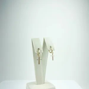 Brinco Argolinha com Pingente Crucifixo Folheado a Ouro 18k