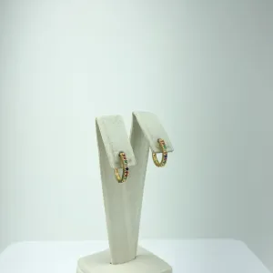 Brinco de Argolinha com Zircônia Colorida Folheado a Ouro 18k
