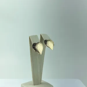 Brinco Design de Coração Martelado Folheado a Ouro 18k