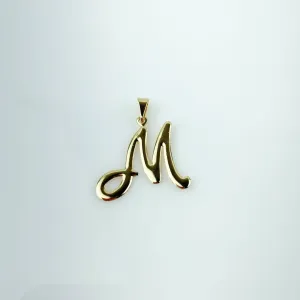 Pingente Letra M Folheado a Ouro 18k
