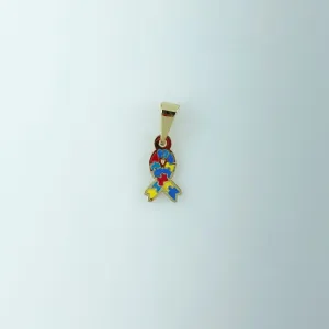 Pingente Lacinho Símbolo Autismo Folheado a Ouro 18k