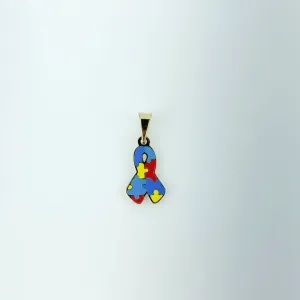 Pingente Laço Símbolo Autismo Folheado a Ouro 18k