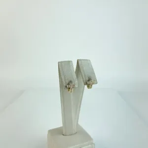 Brinco Argola Design Cruz em Zircônias Folheado a Ouro 18k