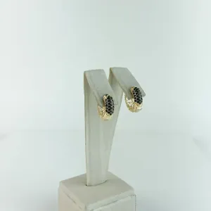 Brinco Argola em Zicônia Negra Folheado a Ouro 18k