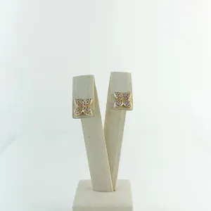 Brinco Flor Cravejado em Zircônias Folheado a Ouro 18 K