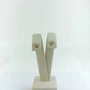 Brinco Leque em Zircônias Folheado a Ouro 18 K