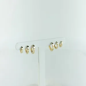 Brinco Trio Argolinhas Coração Liso Folheado a Ouro 18k