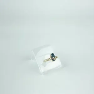 Anel Losango 3 Garras Preto Folheado a Ouro 18k