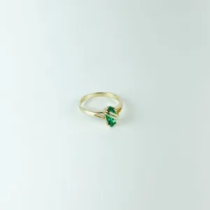 Anel Losango 3 Garras Verde Folheado a Ouro 18k