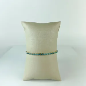 Pulseira Riviera em Zircônias Azul Folheado a Ouro 18k