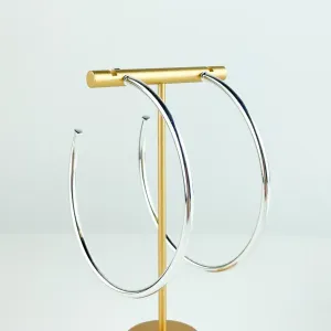 Brinco Argola Tubo Liso Folheado a Prata