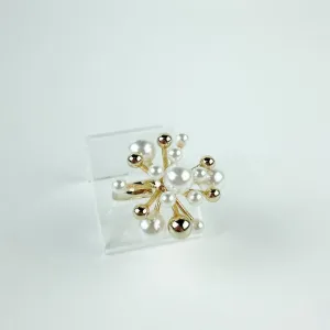 Anel Explosão de Pérolas Folheado a Ouro 18k