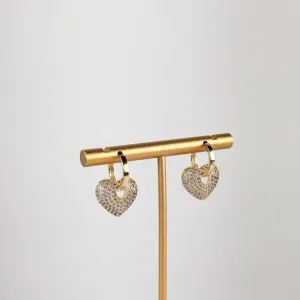 Brinco Argola Coração em Zircônia Folheado a Ouro 18k