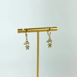 Brinco Meninos com Zircônias Folheado a Ouro 18k