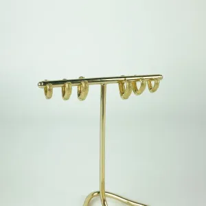 Brinco Trio Argola Coração Folheado a Ouro 18k