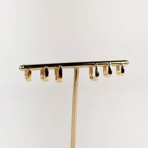 Brinco Trio Argola Quadrada Folheado a Ouro 18k