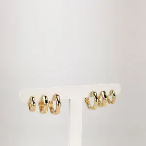 Brinco Trio Argola Sextavada Folheado a Ouro 18k