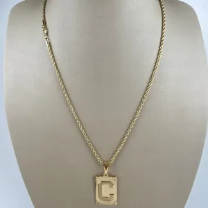 Colar Cordão Baiano com Pingente de Letra C Folheado a Ouro 18k