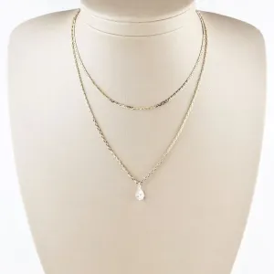 Colar Duplo com Ponto de Luz em Zircônia Folheado a OUro 18k