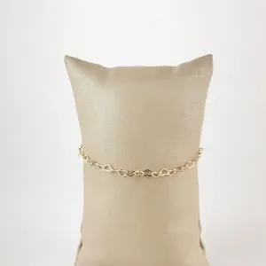 Pulseira Elos de Coração Folheada a Ouro 18k