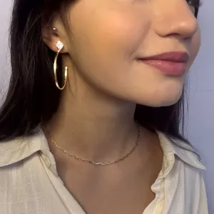 Brinco Argola Lisa e Ponto de Luz Folheado a Ouro 18k