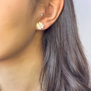 Brinco Trevo e Coração em Zircônia Folheado a Ouro 18k