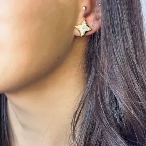 Brinco Flor em Zircônia Folheado a Ouro 18k