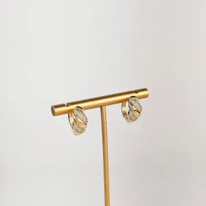 Brinco Argola Croissaint em Zircônias Folheado a Ouro 18k