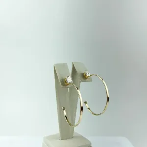 Brinco Argola Lisa e Ponto de Luz Folheado a Ouro 18k