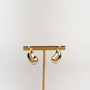 Brinco Gota Lisa Folheado a Ouro 18 K