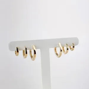 Brinco Trio Argola Gota Folheado a Ouro 18k