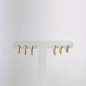 Brinco Trio Argola Quadrada Folheado a Ouro 18k