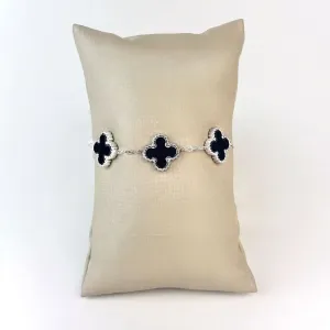 Pulseira Inspiração Preta Em Aço Inoxidável 316L na Cor Prata