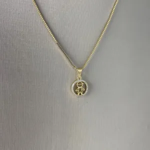 Colar Veneziana com Pingente Menino Folheado a Ouro 18k