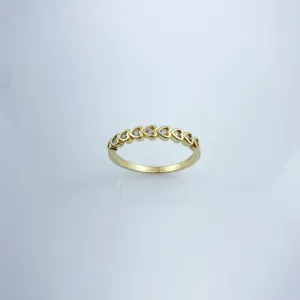 Anel Corações Cravejados com Zircônias Folheado a Ouro 18k