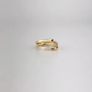 Anel Aros Triplos Cravejado em Zircônias Folheado a Ouro 18k