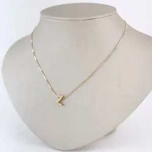 Colar Pingente Letra Z em Zircônias Folheado a Ouro 18k
