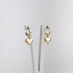 Brinco Argola Pingente de Coração Folheado a Ouro 18k